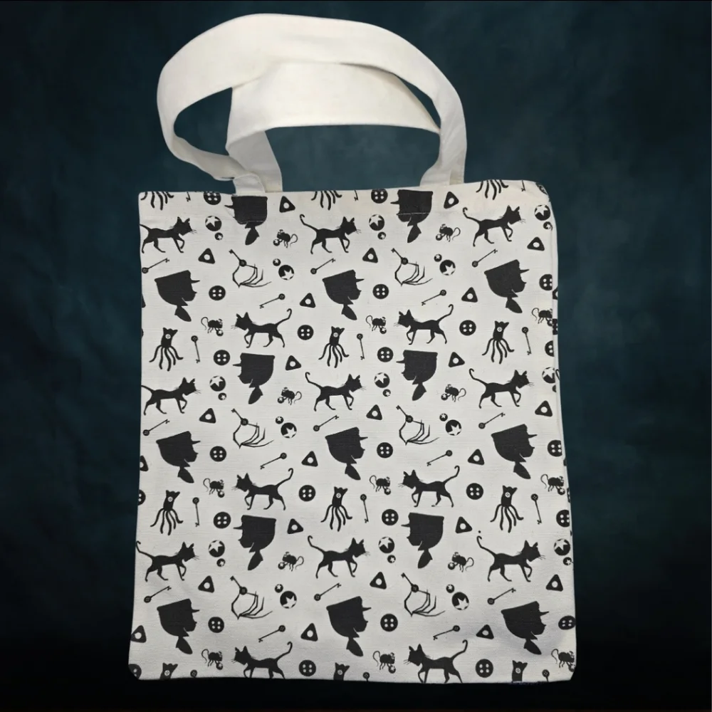 Coraline‎ Silouette Tote Bag- White & Black